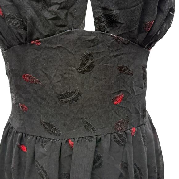 Tripp NYC Feather Mini Dress Gothic Romantic Sweetheart Neck Babydoll Small Y2K - Picture 3 of 10